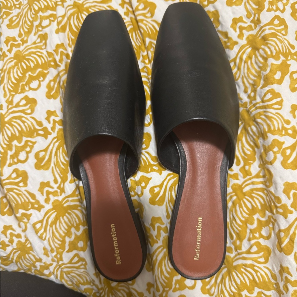 Reformation Classic Black Mules